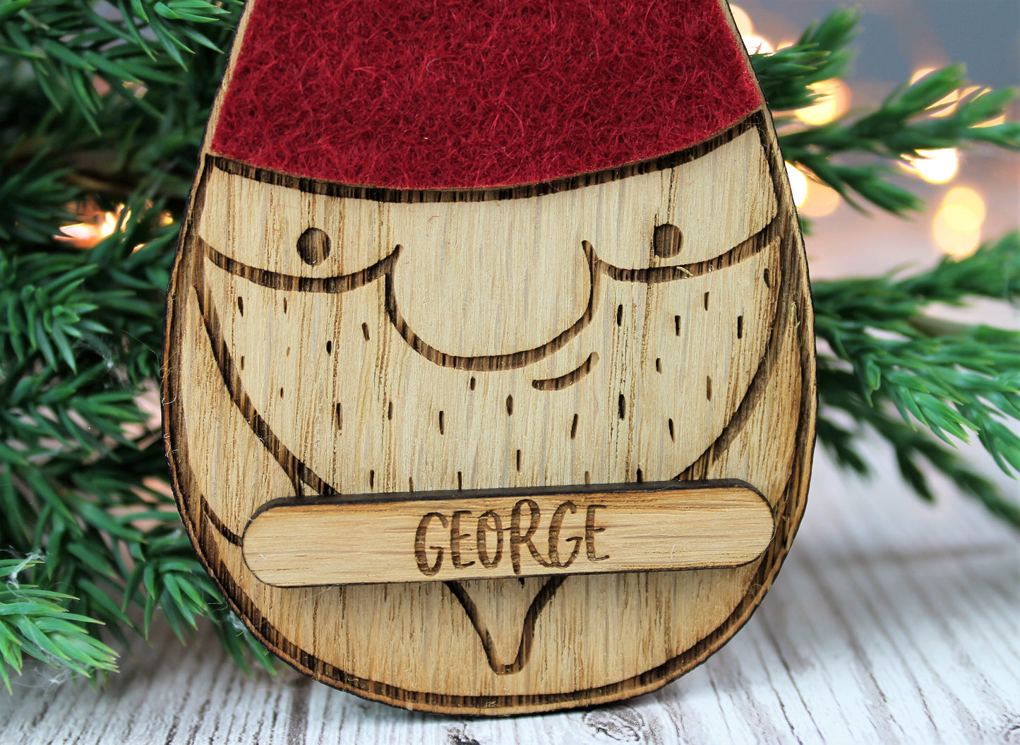 Nordic Gnome Christmas Wooden Santa Bauble