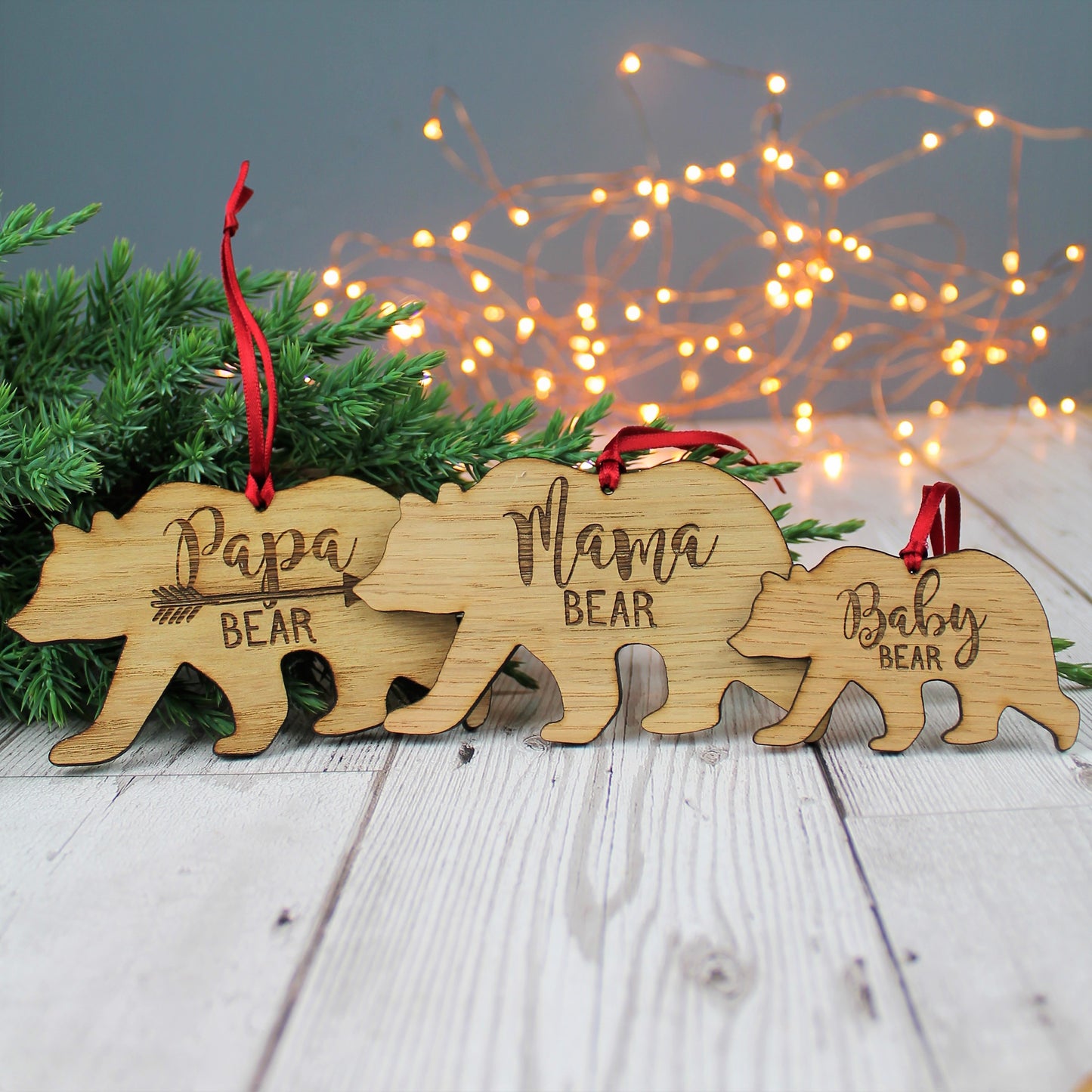 Bear Family Christmas Wooden Bauble