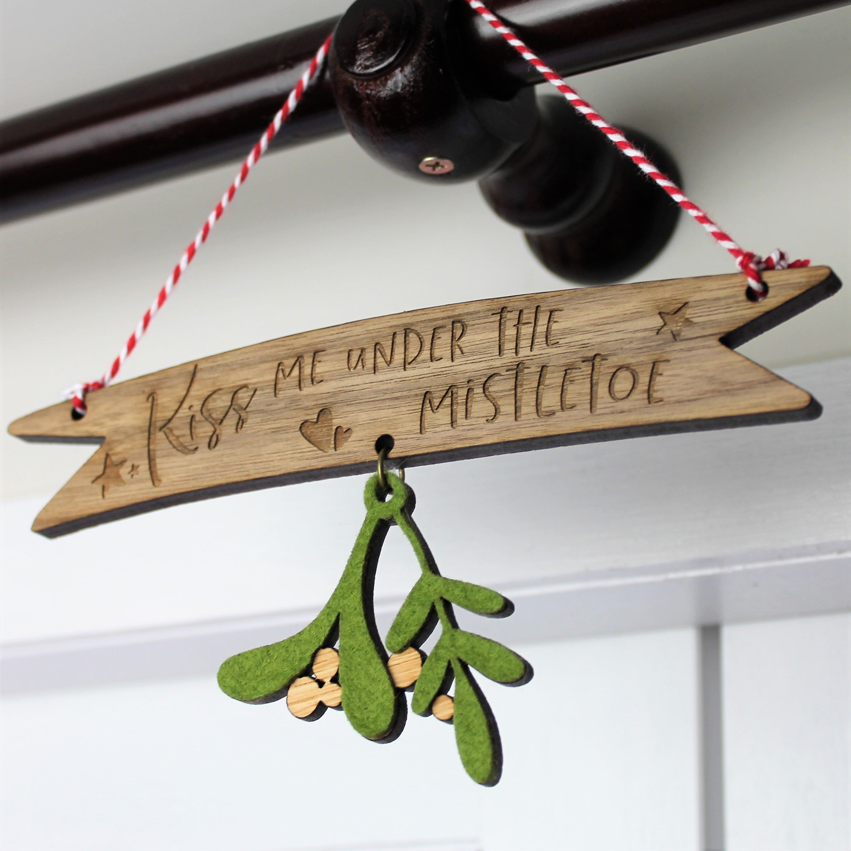 Mistletoe Hanging Christmas Decoration Wooden Rustic Decor – Ingrained Inc