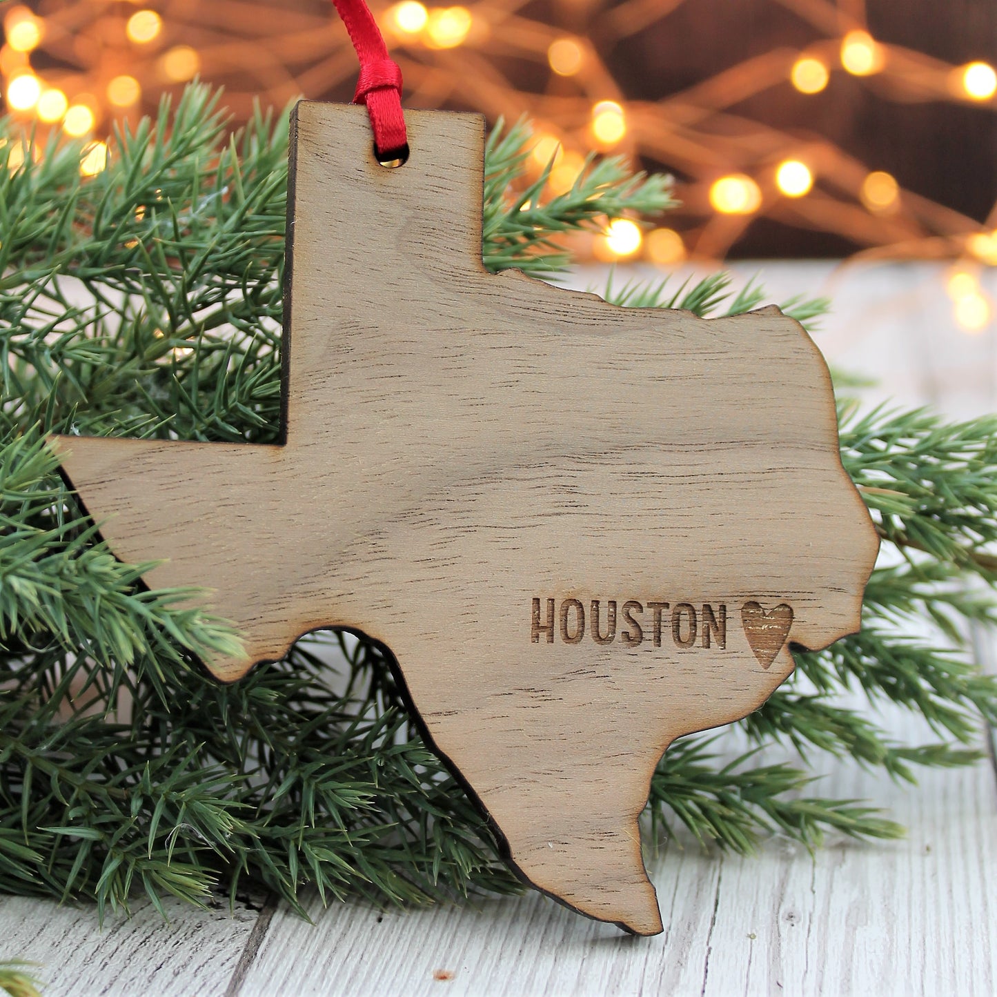 Personalised Housewarming Place / Country / Map Wooden Christmas Bauble