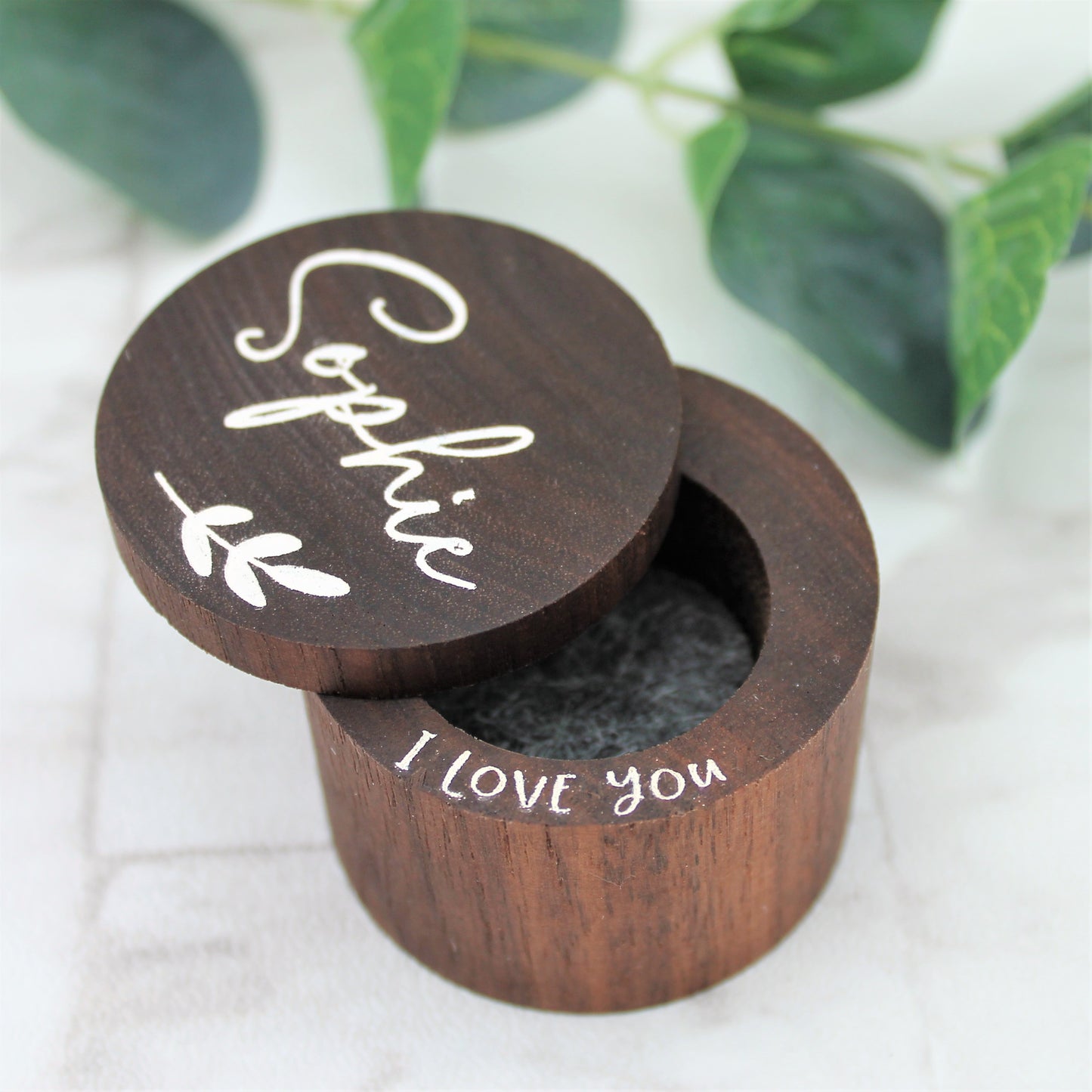 Personalised Wooden Ring Box with Name