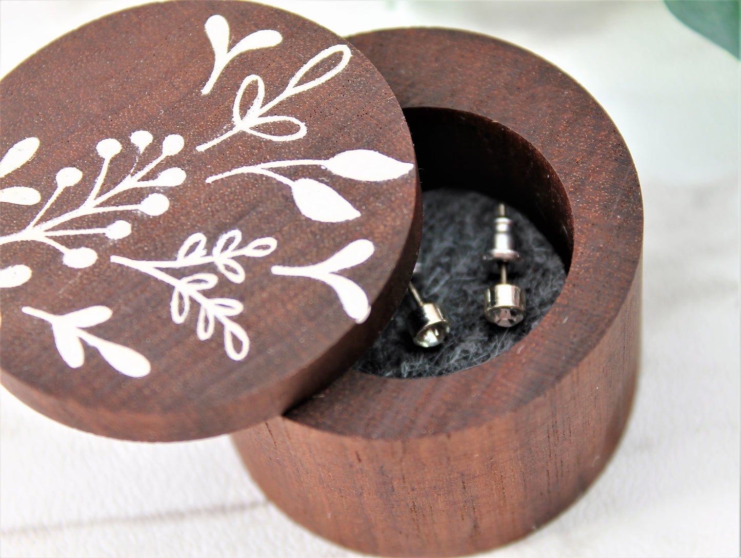 Floral Wooden Ring Box
