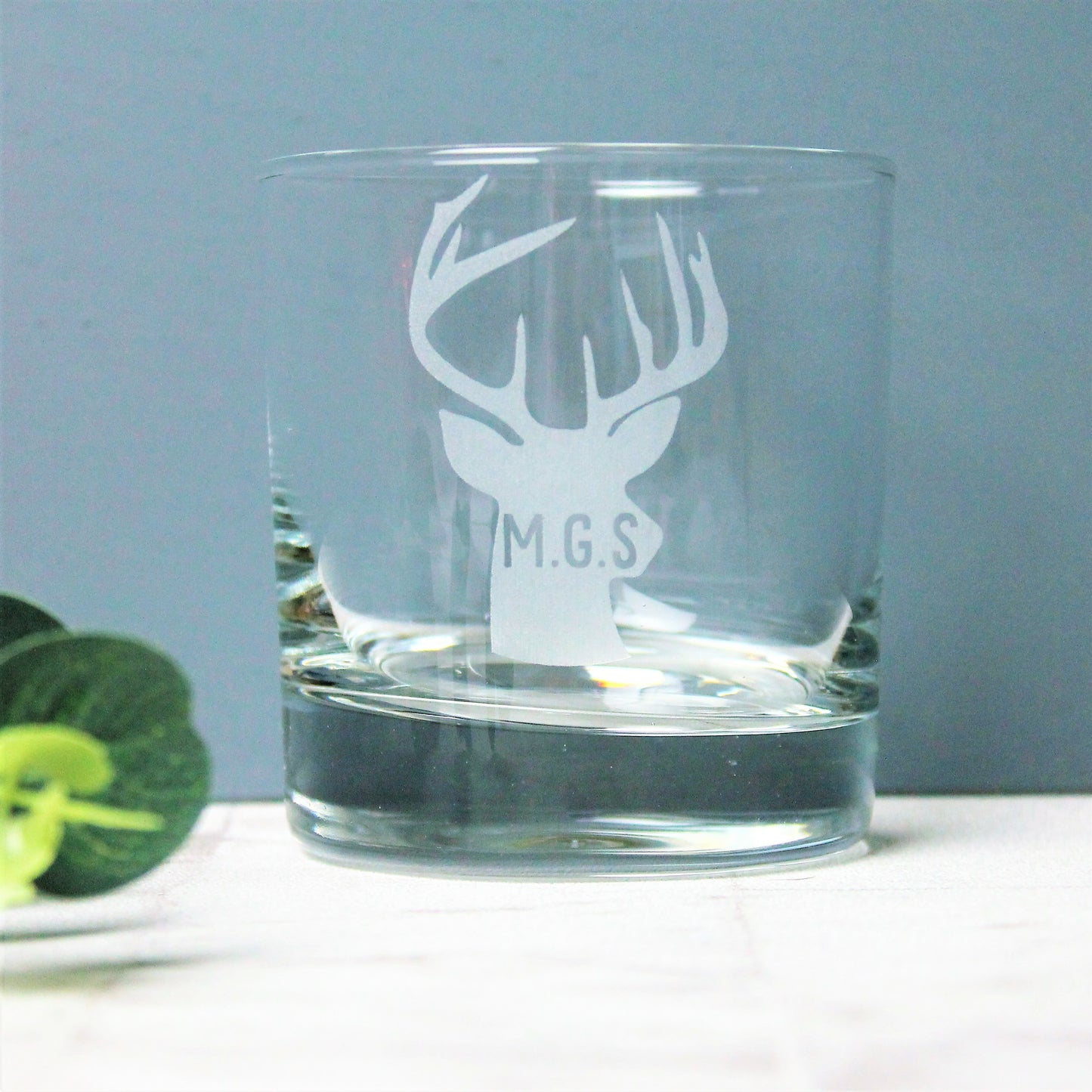 Custom Initial Stag / Deer Glass