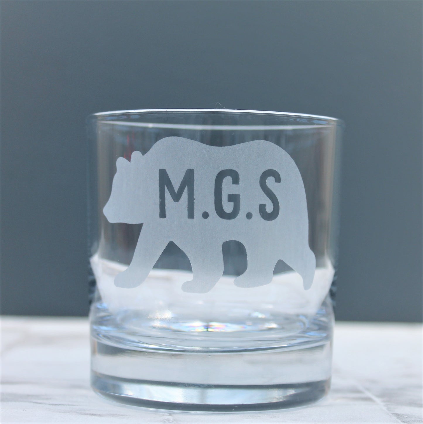 Custom Initial Bear Glass