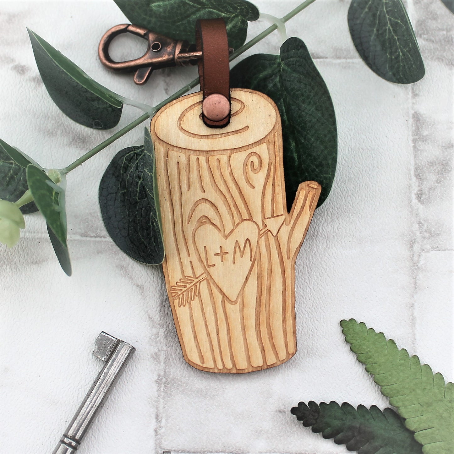 Personalised Tree Carving - Wooden Keyring