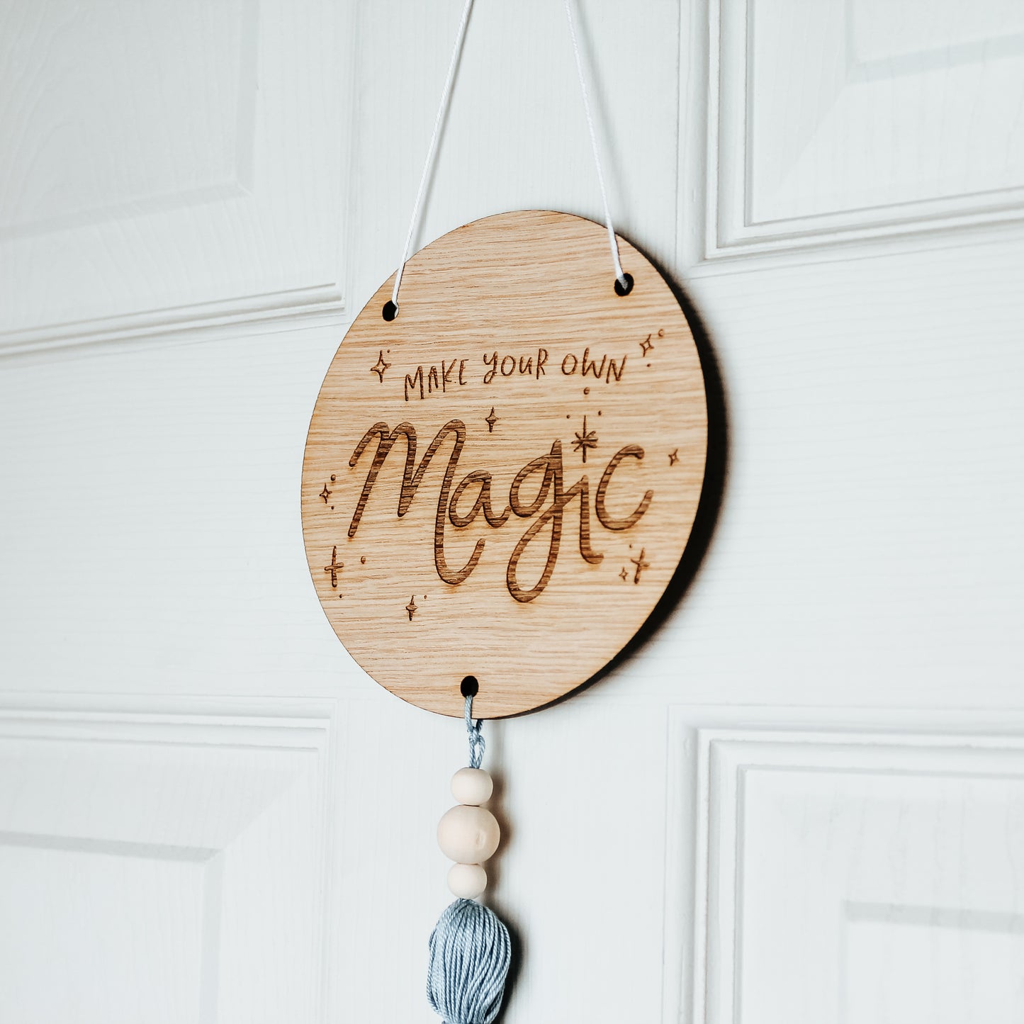 Make Magic - Inspirational Round Wooden Sign With Tassel