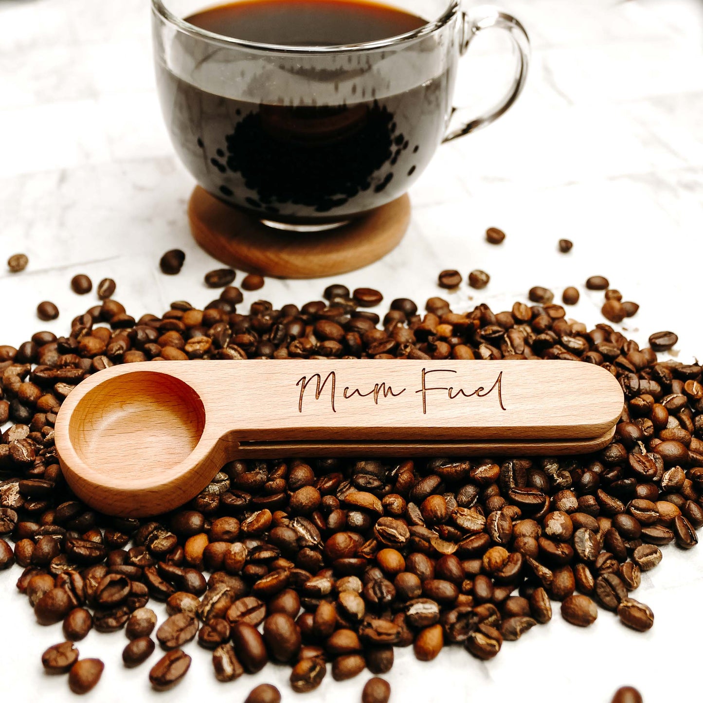 Mum fuel wooden engraved coffee spoon for the coffee loving mum