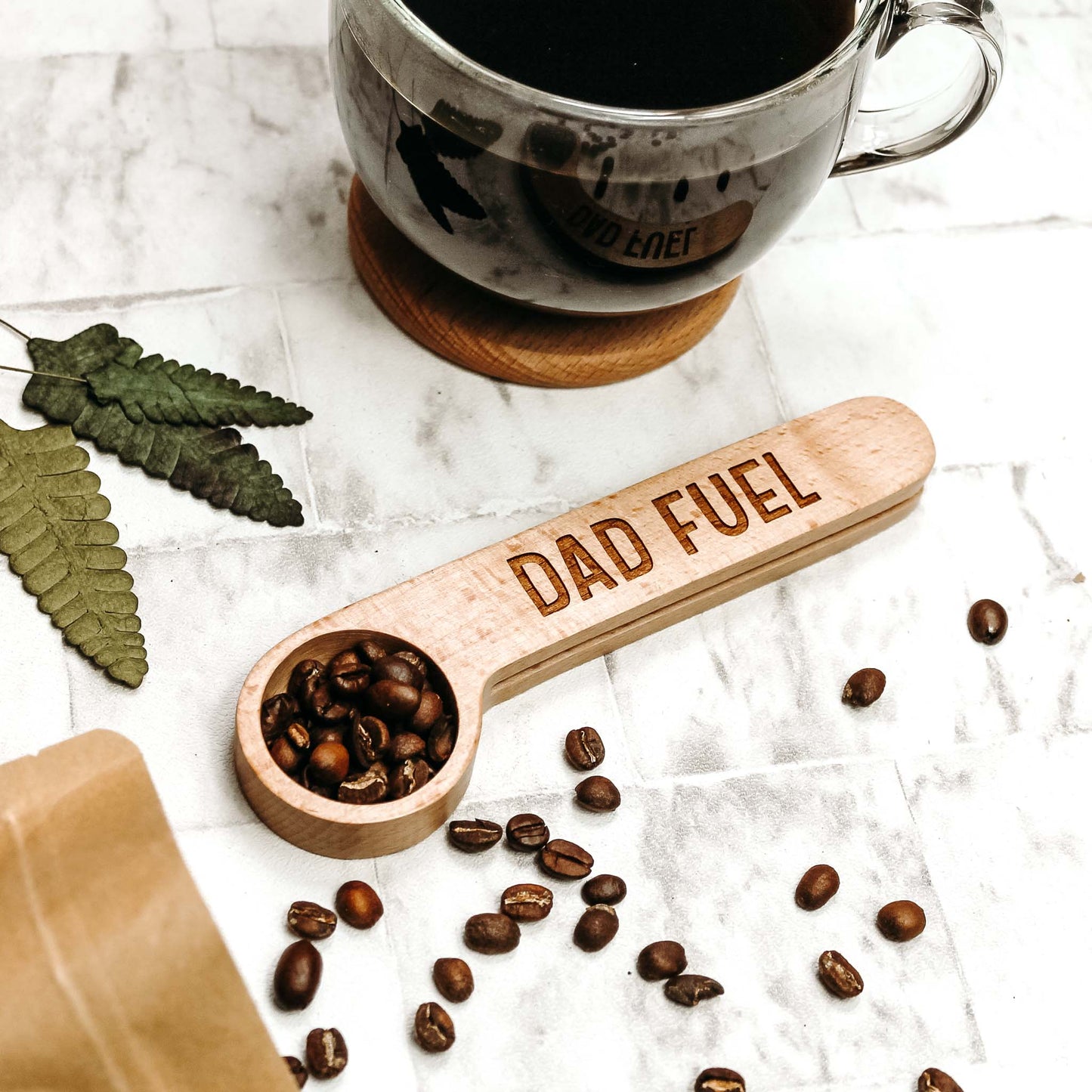 Personalised Dad Wooden Coffee Spoon & Clip