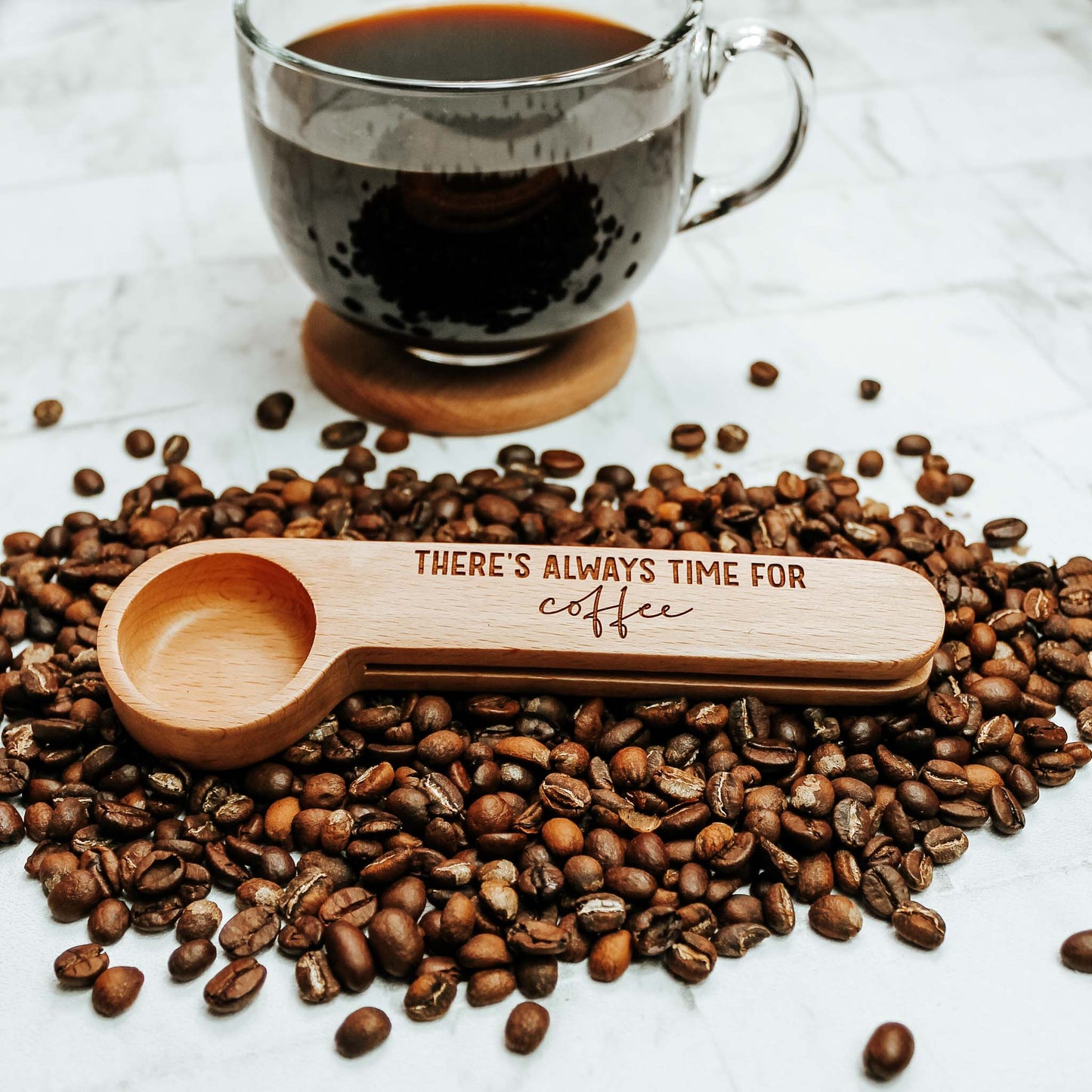 There's Always Time for Coffee Wooden Spoon & Clip