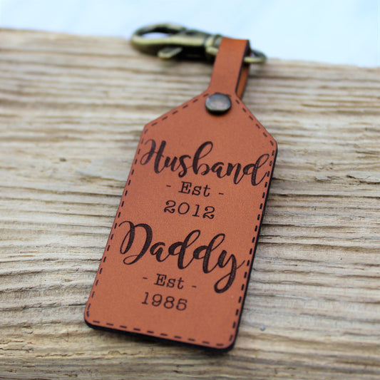 Husband / Daddy Established Est Grandad Date Keyring
