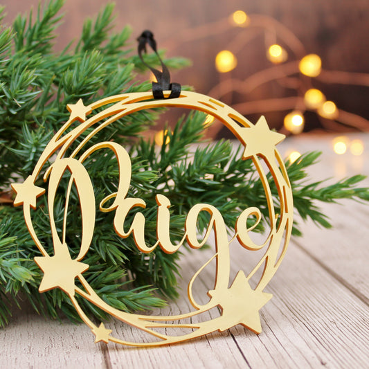 Gold Star Customised Name Bauble