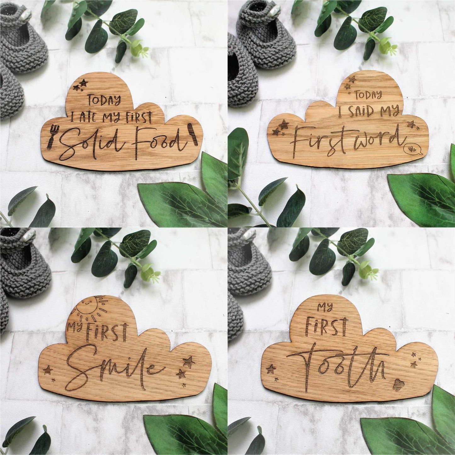 baby milestone / moments wooden engraved baby shower gifts, my first tooth, my first smile
