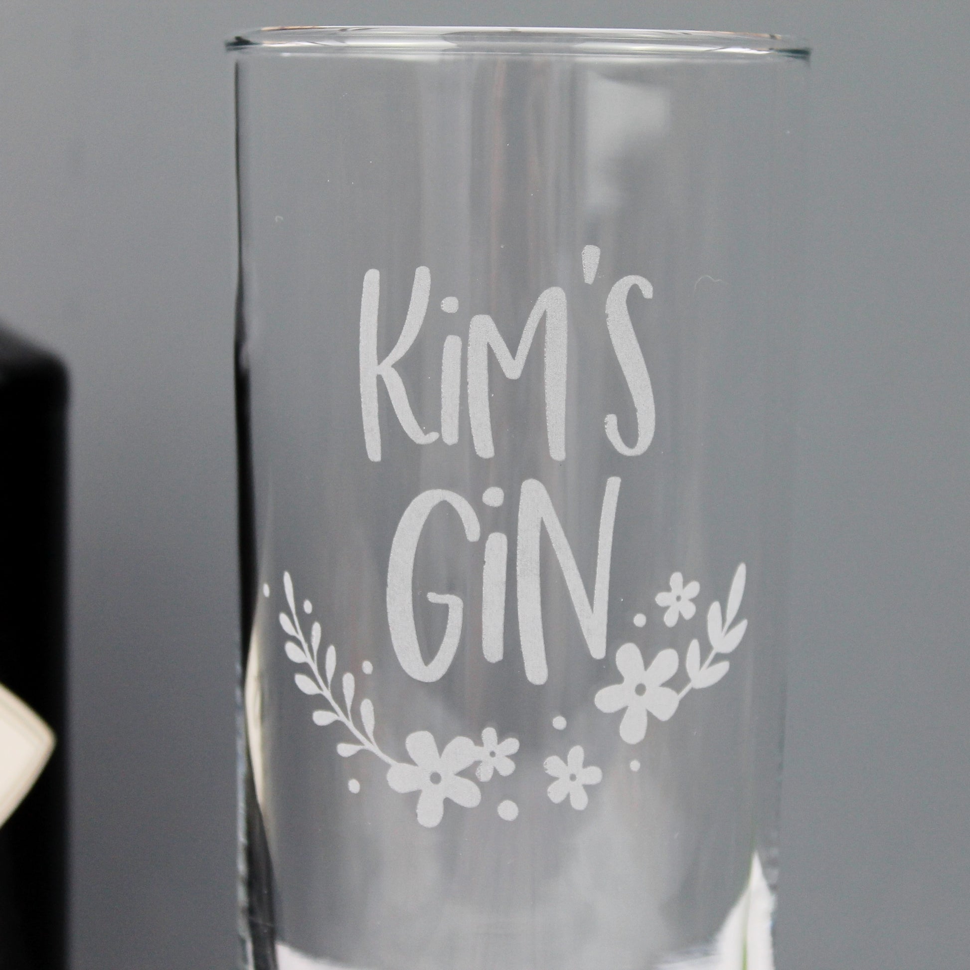 Gin glass for bestie personalised with name of choice and floral design