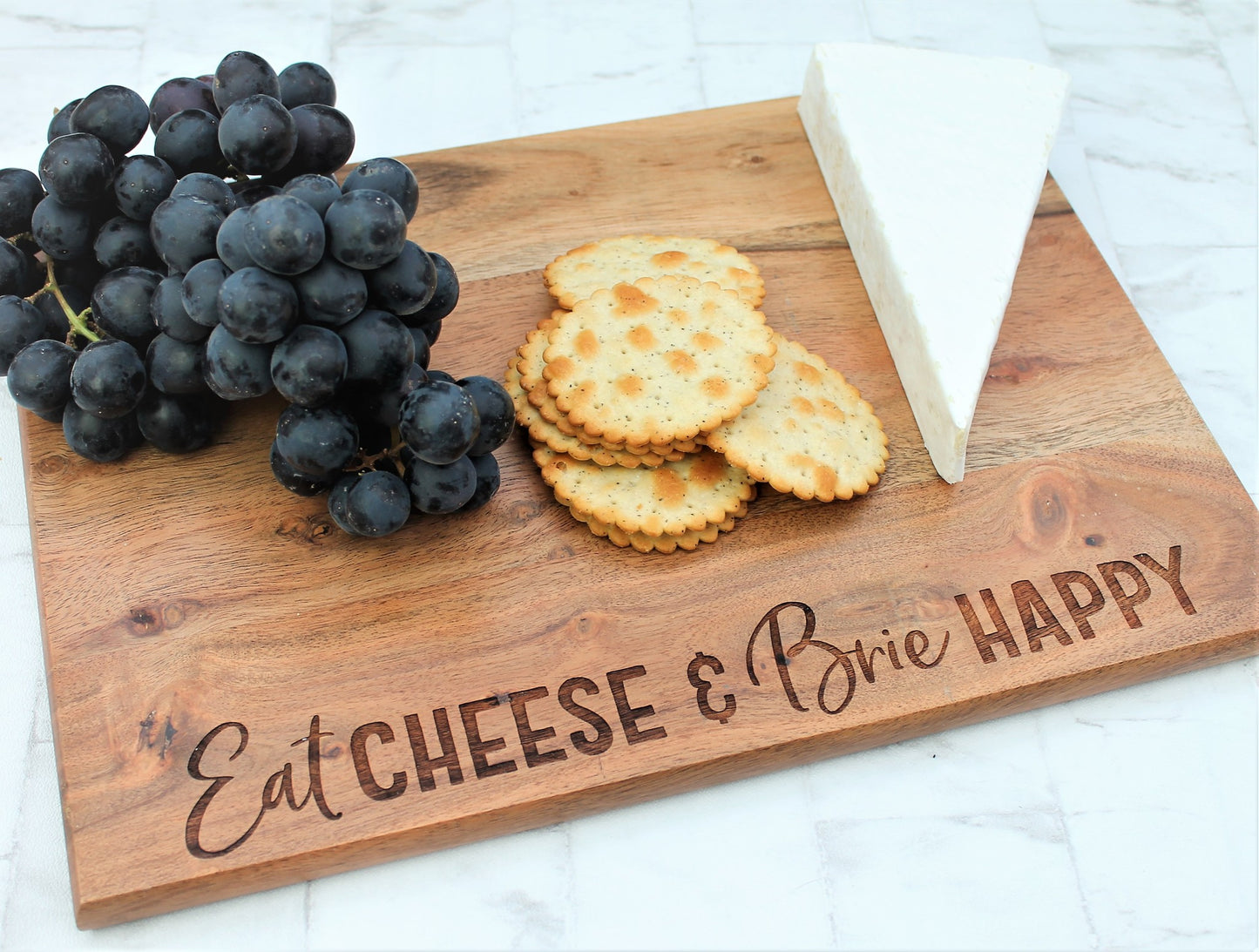 Brie happy wooden cheese board engraved funny pun