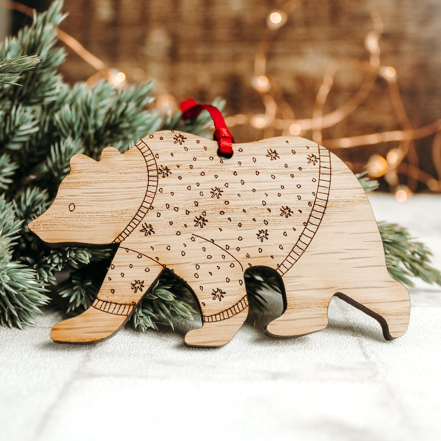 Christmas Jumper Bear Wooden Decoration