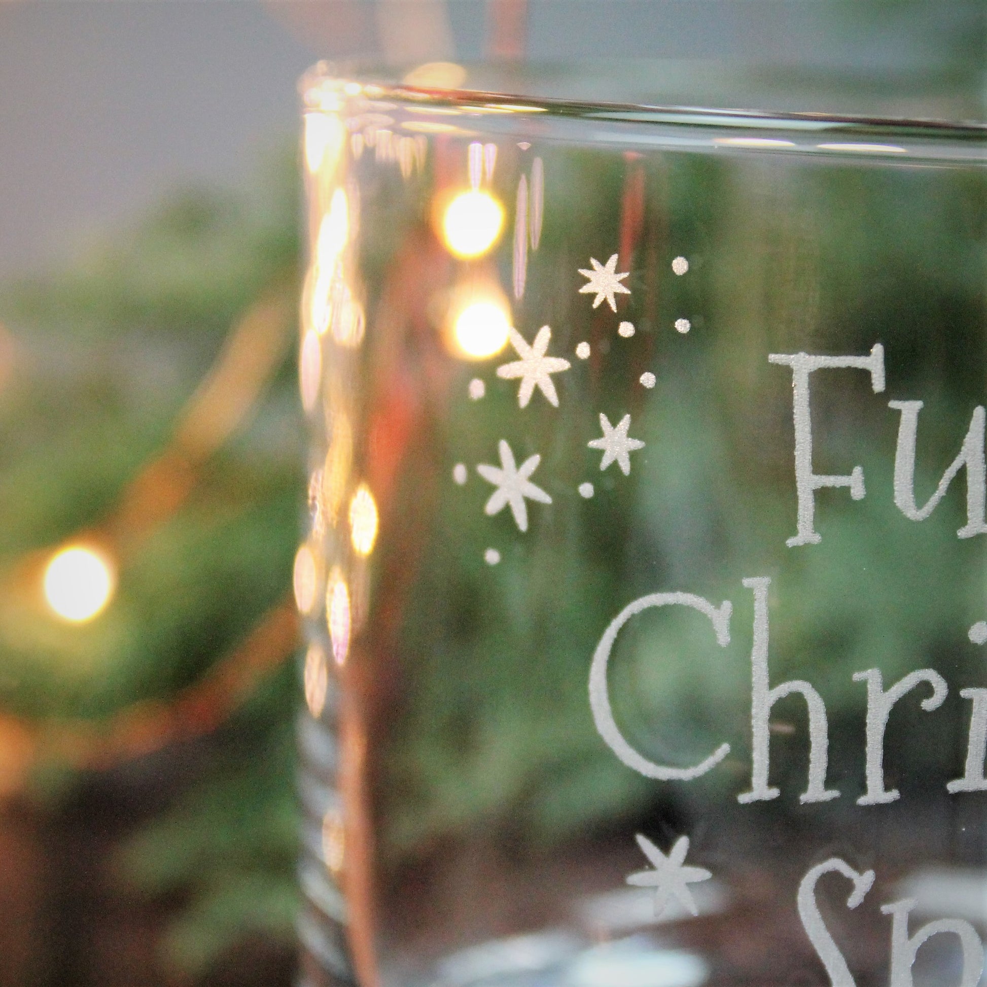 Full of Christmas spirit engraved glass