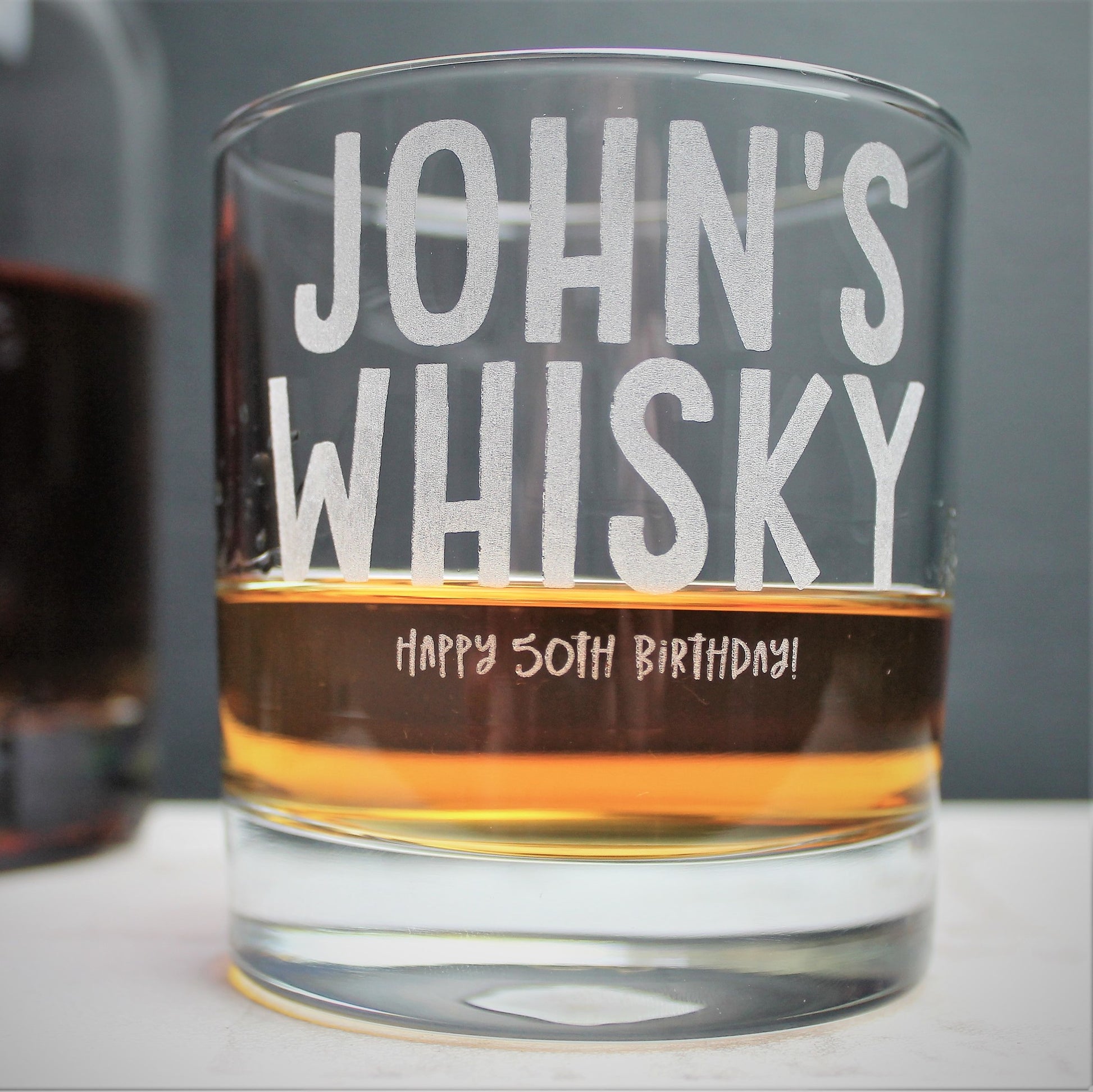 personalised engraved whisky glass for 50th birthday 
