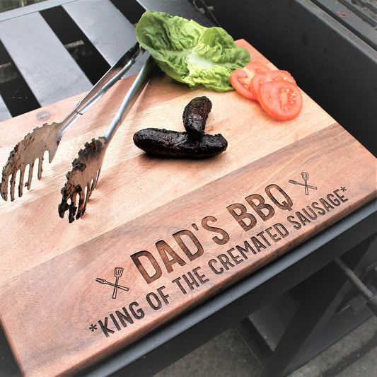 wooden serving board with personalised dad words 
