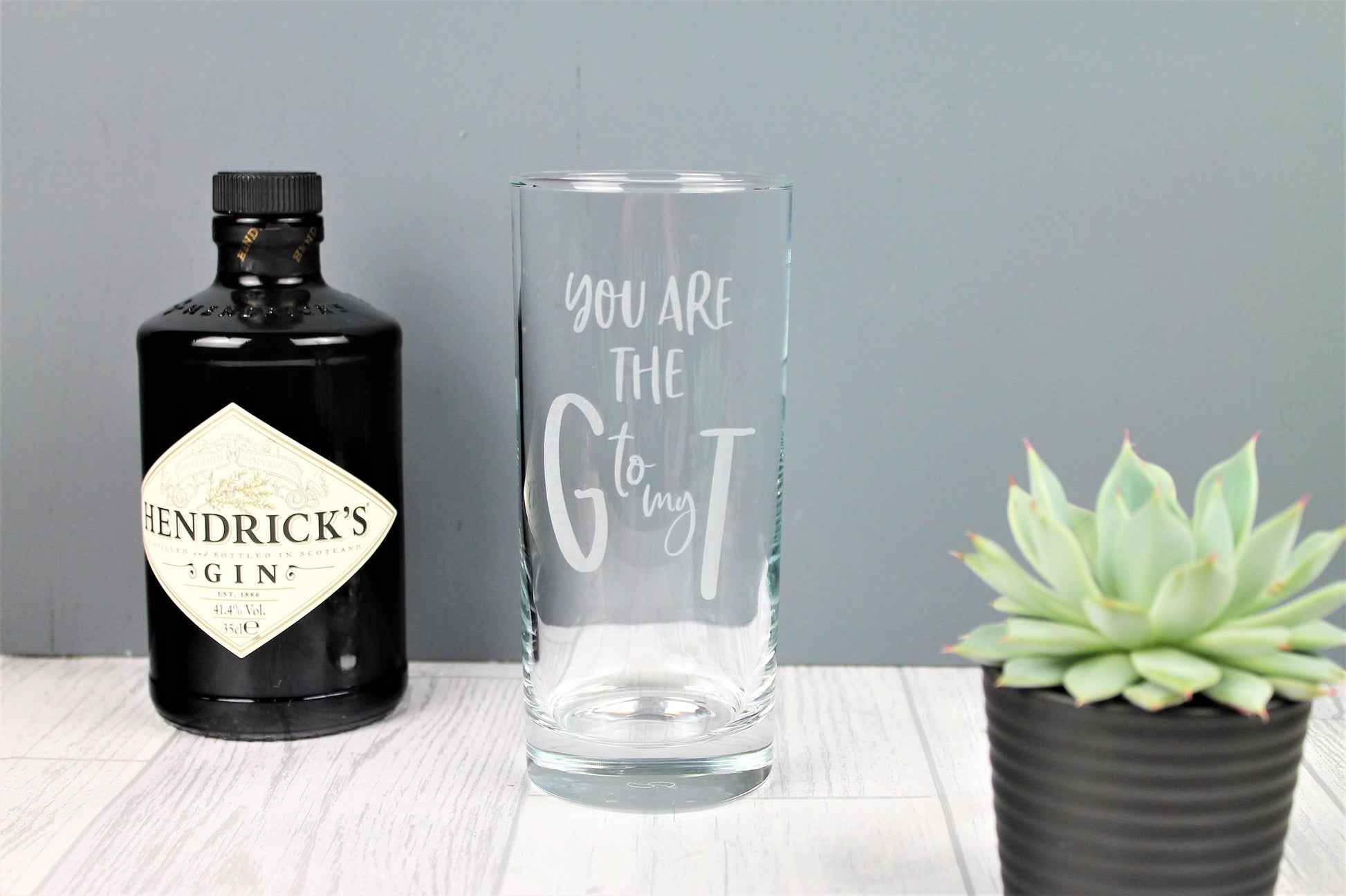 You are the G to my T engraved gin lovers glass for a partner. Ideal Couple gift