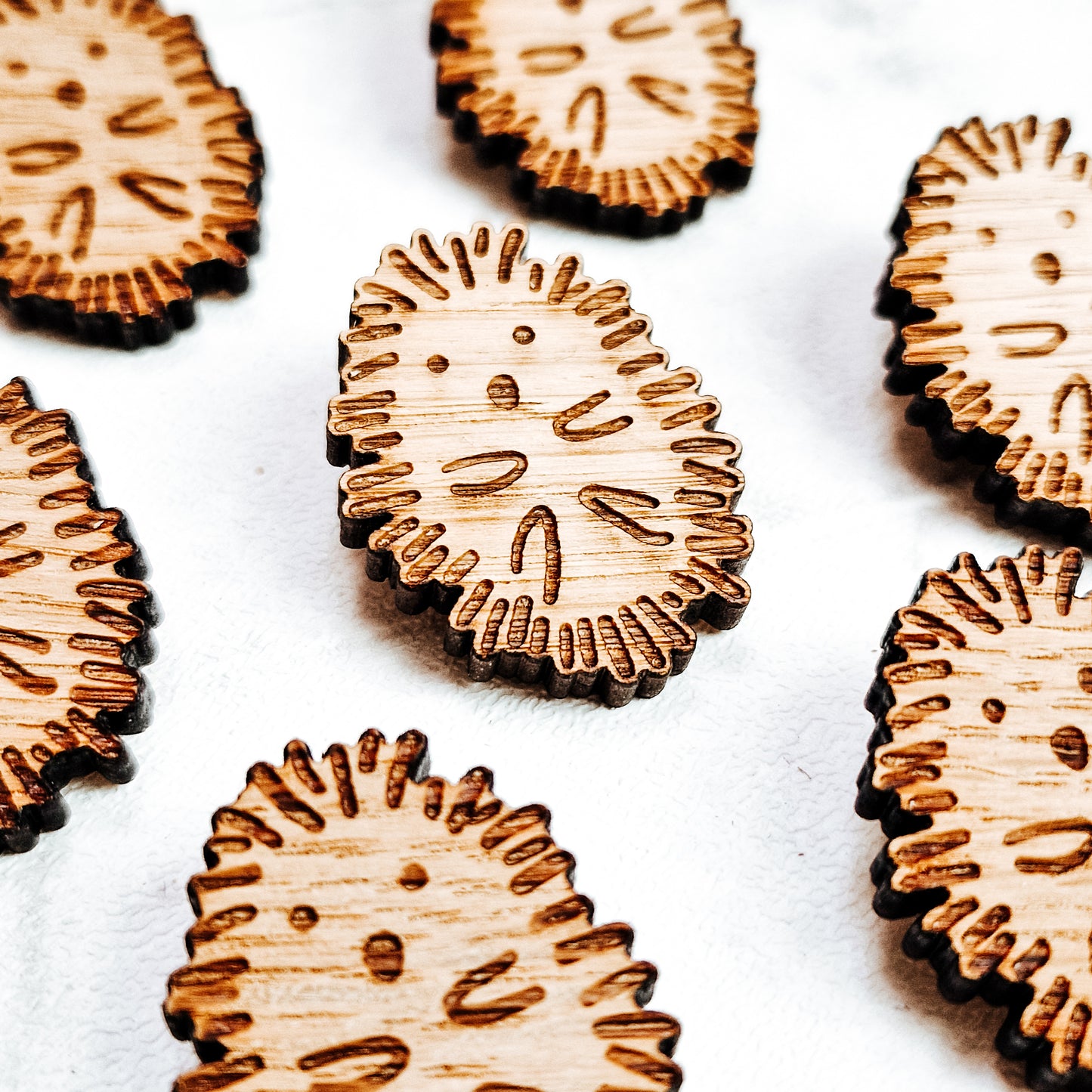 Hedgehog Wooden Pin Brooch