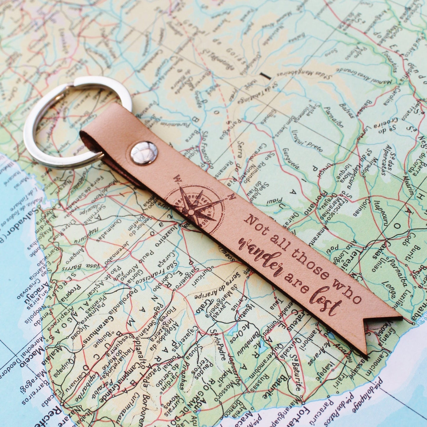 Not All Those Who Wander Are Lost - Leather Keyring
