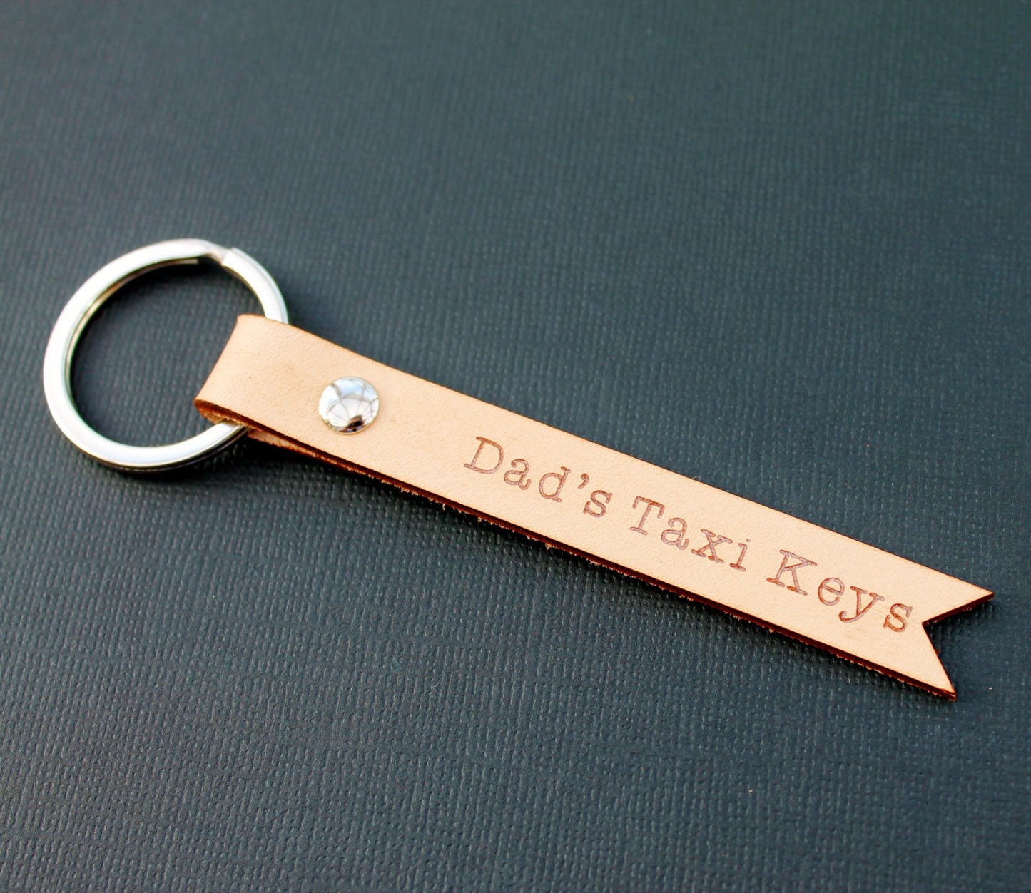Dads Taxi Keys Leather Keychain Keyring