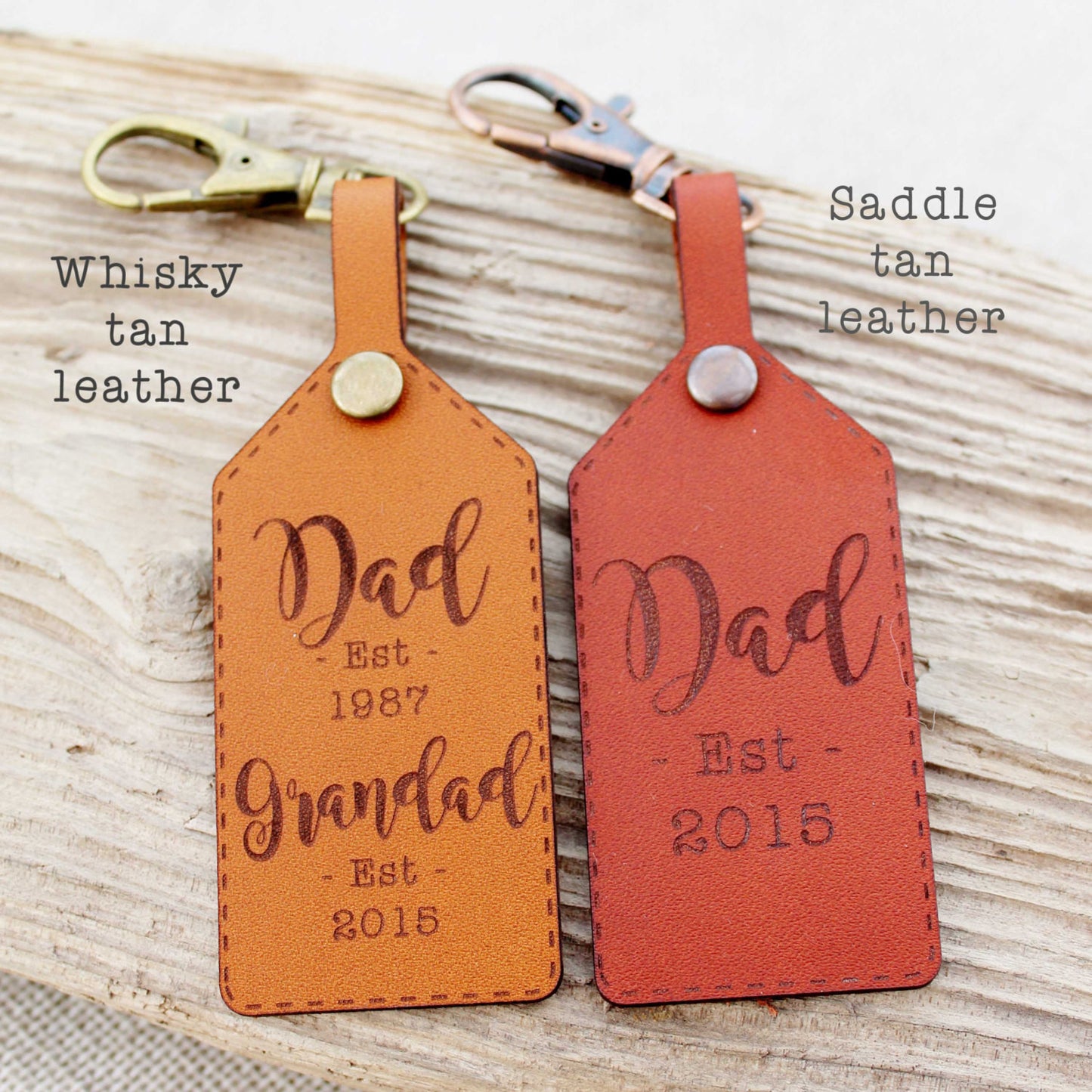 Dad Established Est Date Leather Keychain Keyring