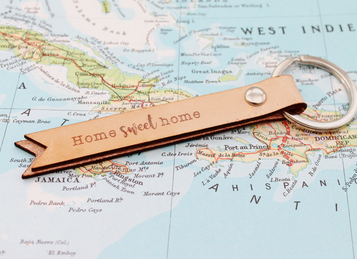 Be . you . tiful Natural Leather Keychain Keyring