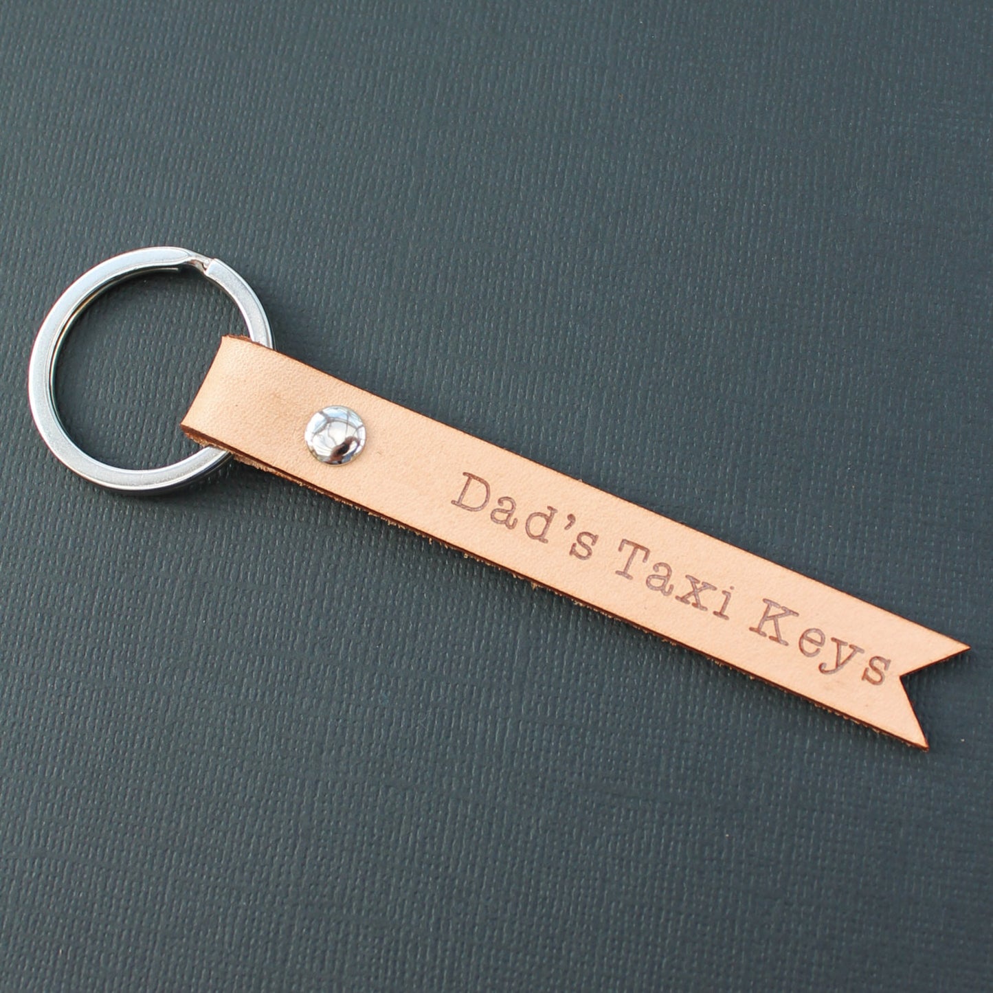 Dads Taxi Keys Leather Keychain Keyring