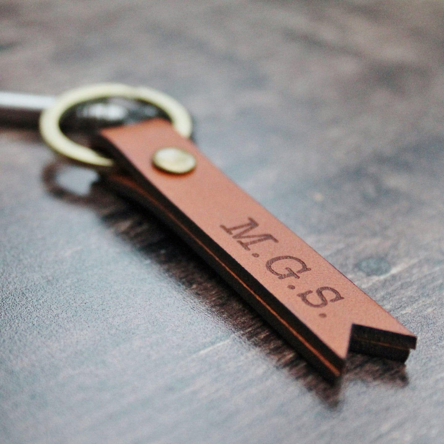 Monogrammed Leather Keyring