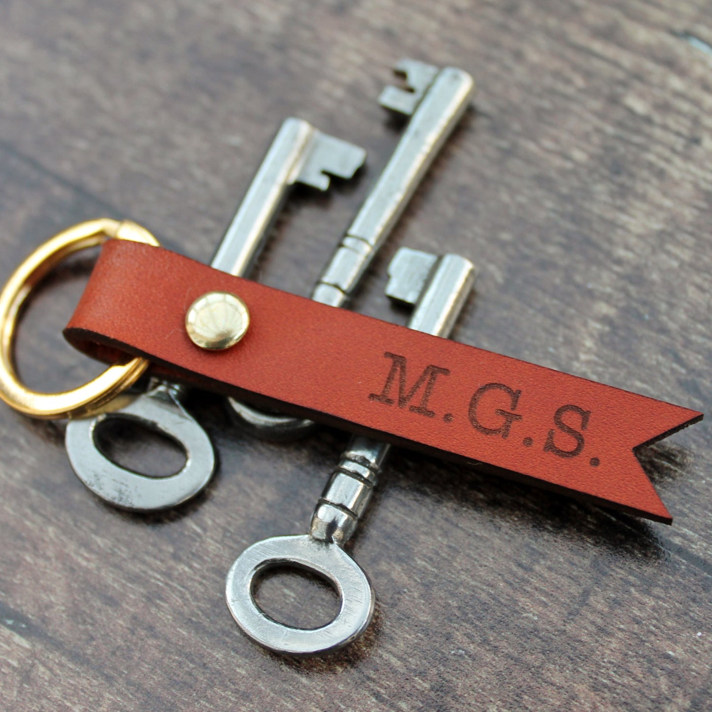 Monogrammed Leather Keyring