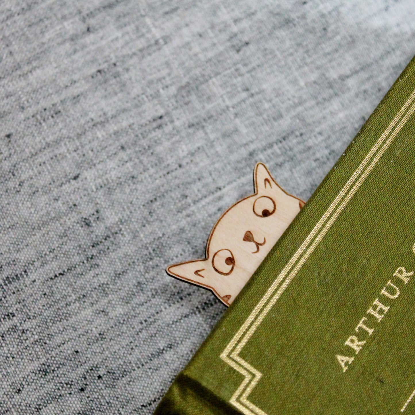 Sneaky Cat Bookmark Wooden Engraved