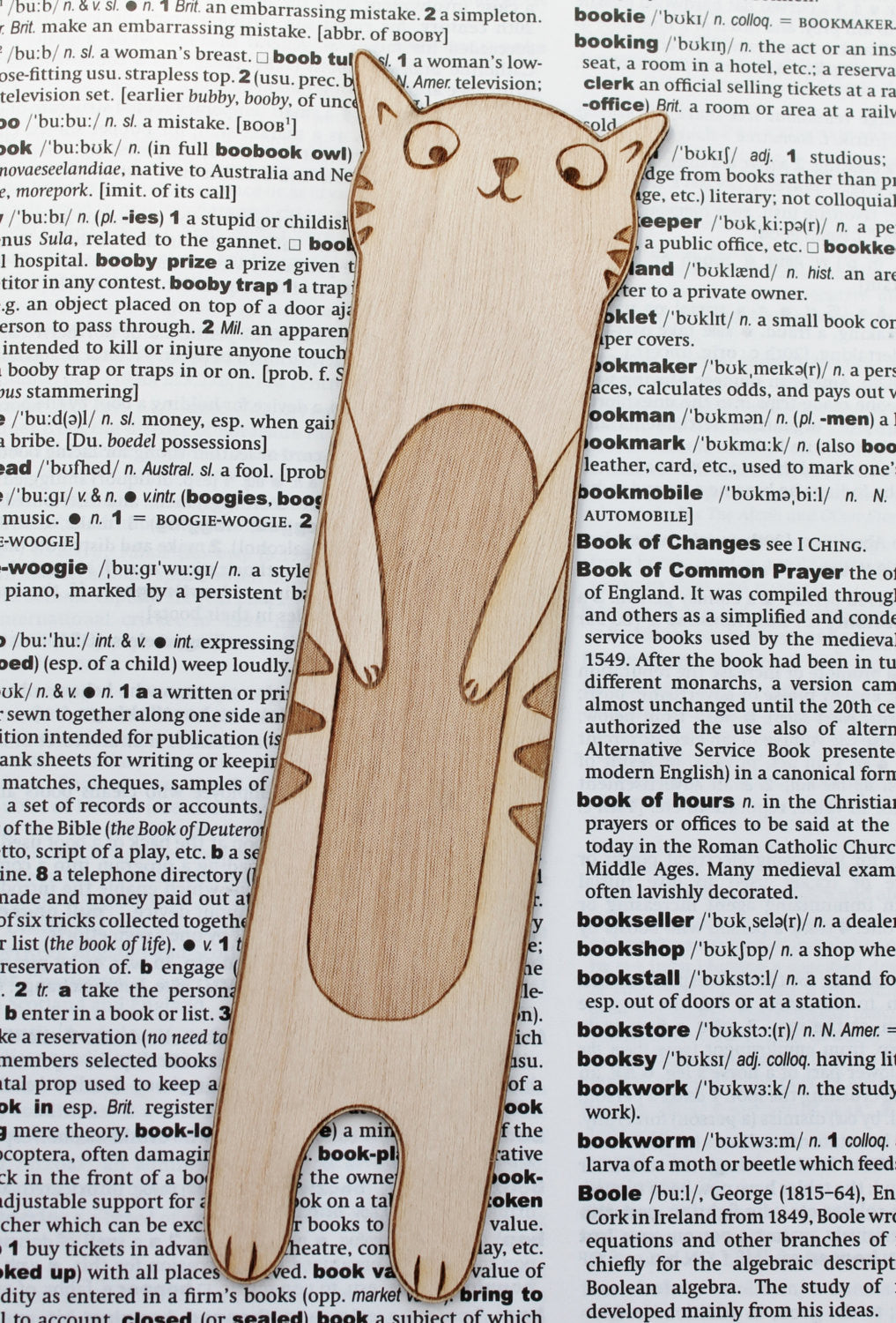 Sneaky Cat Bookmark Wooden Engraved