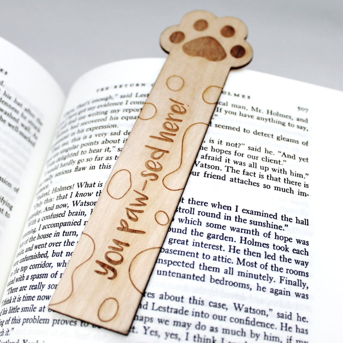 Wooden Paw Print 'You Paw-sed here' Cat Dog Animal Bookmark