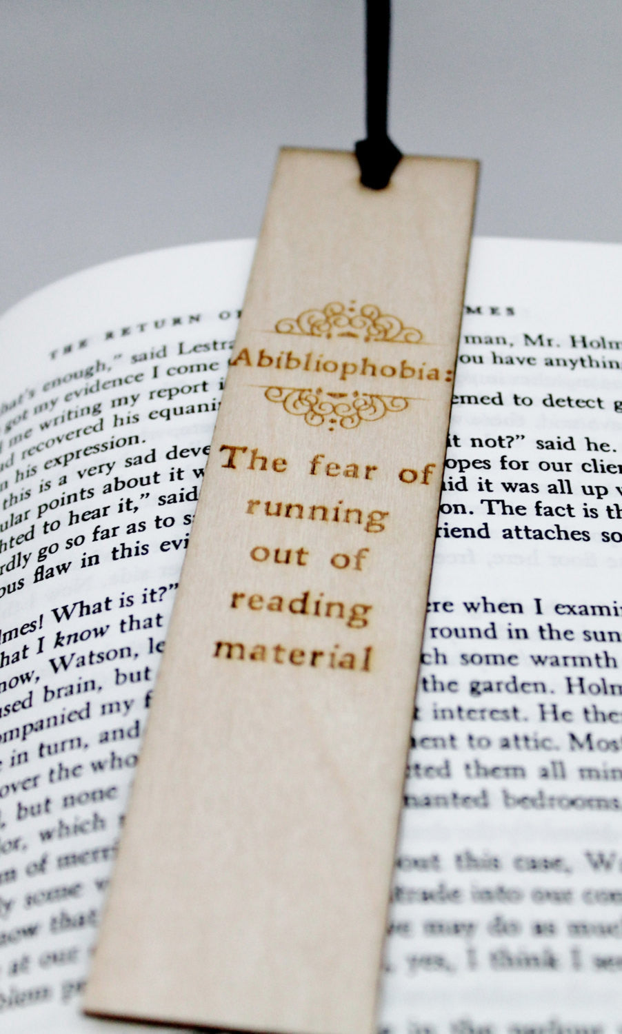 Abibliophobia: Wooden Bookmark Funny Book Lover Gift