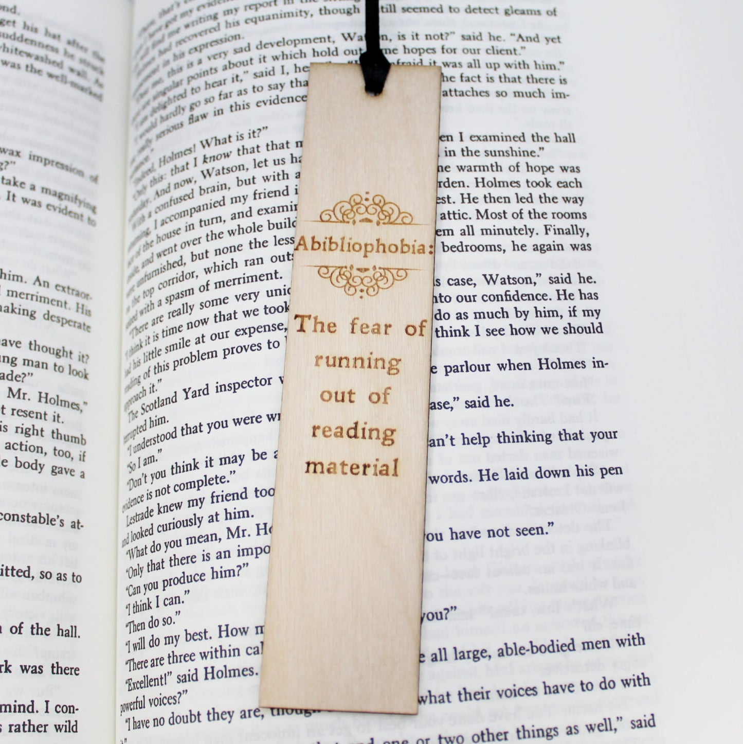 Abibliophobia: Wooden Bookmark Funny Book Lover Gift