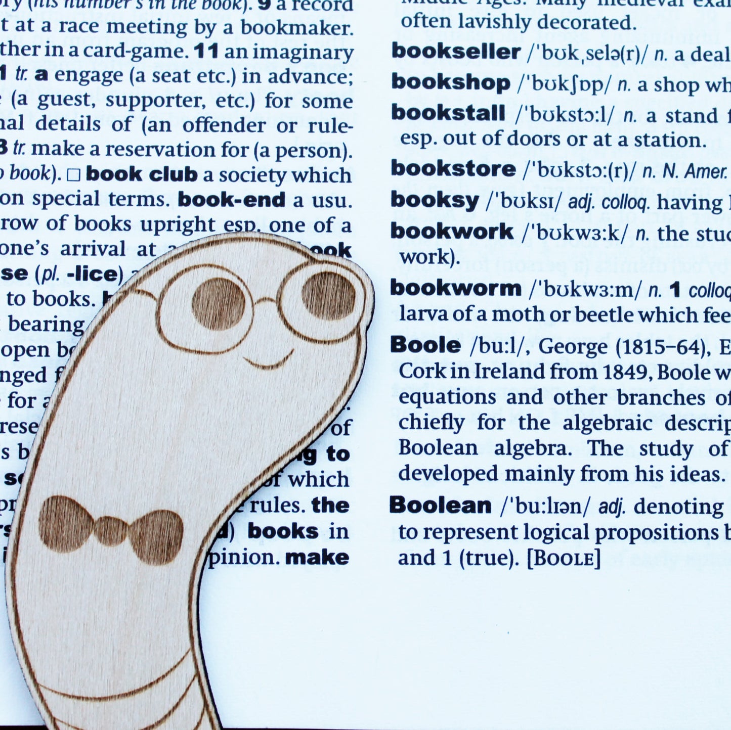 Bookworm Worm Wooden Bookmark