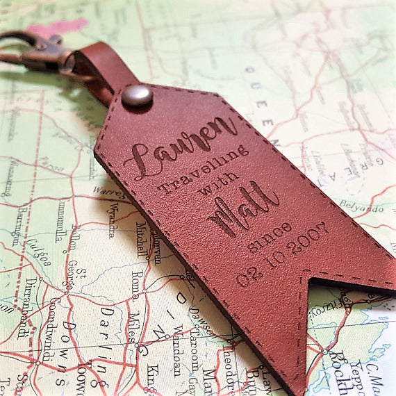 Customised Leather Luggage Tag - Travelling Since