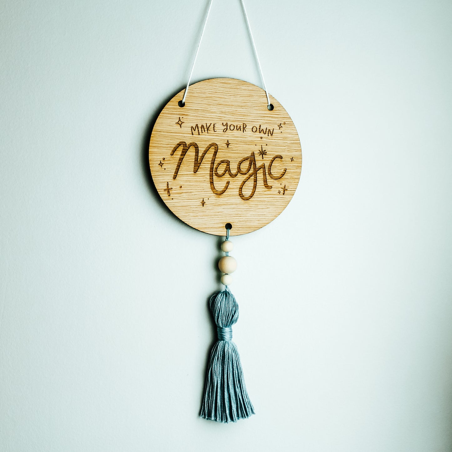 Make Magic - Inspirational Round Wooden Sign With Tassel