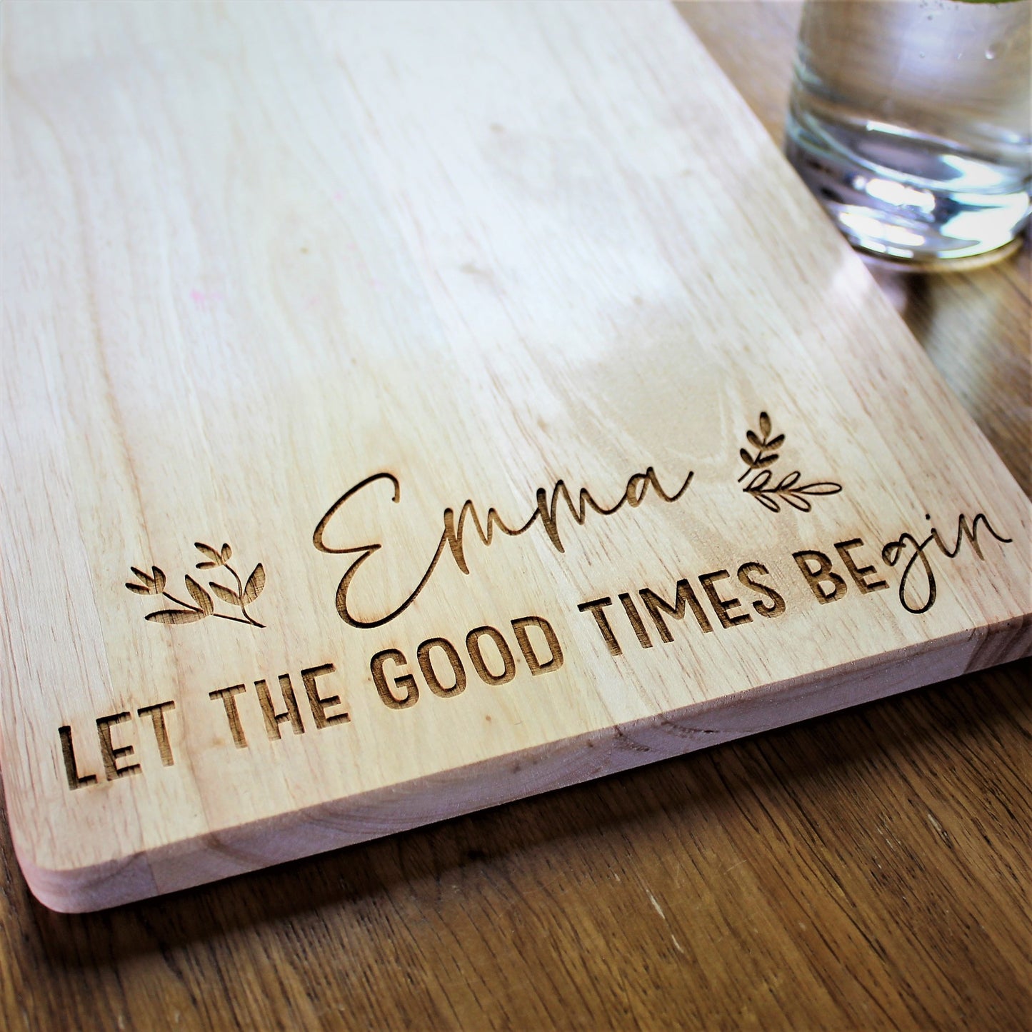 engraved wooden gin fruit cutting board, created for the gin lover 