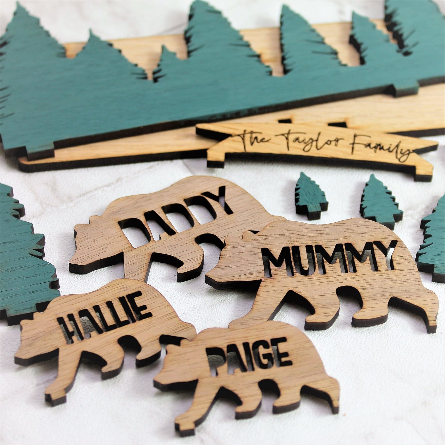 flat wooden winter scene for Christmas family gift