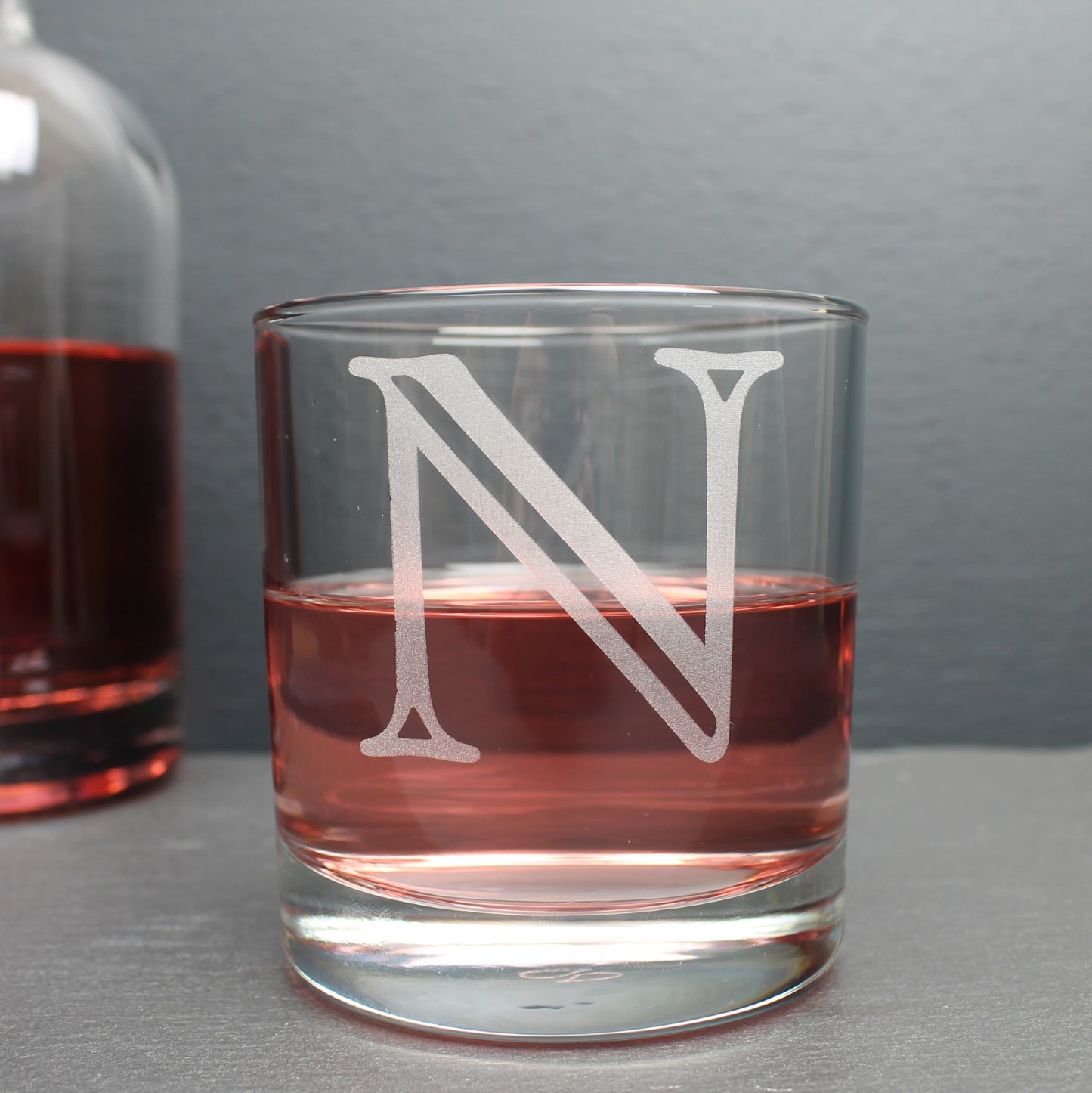 engraved custom initials glass for her, ideal gin lover gift 