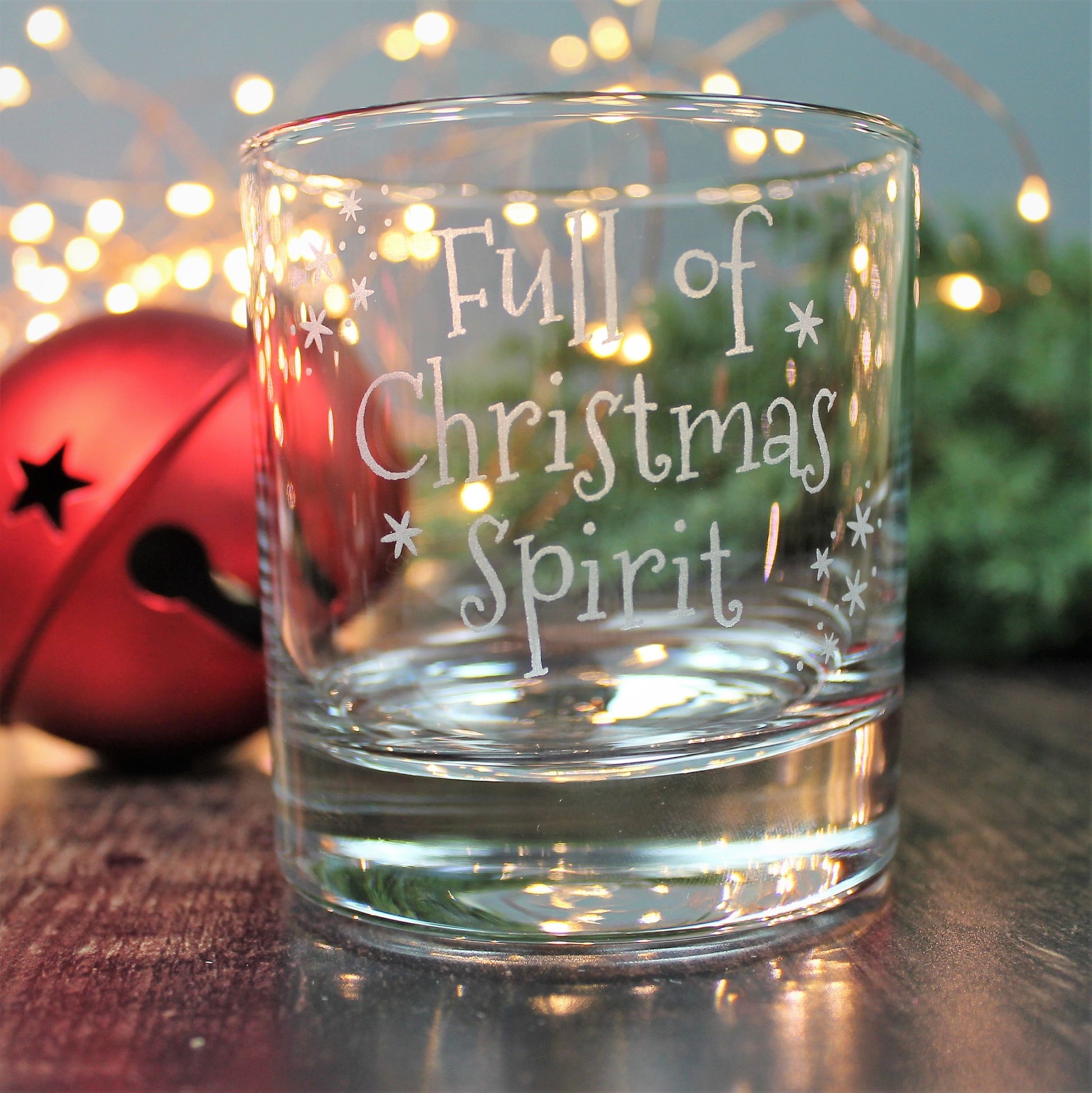 Whisky lover Christmas glass - engraved with the words full of Christmas spirit