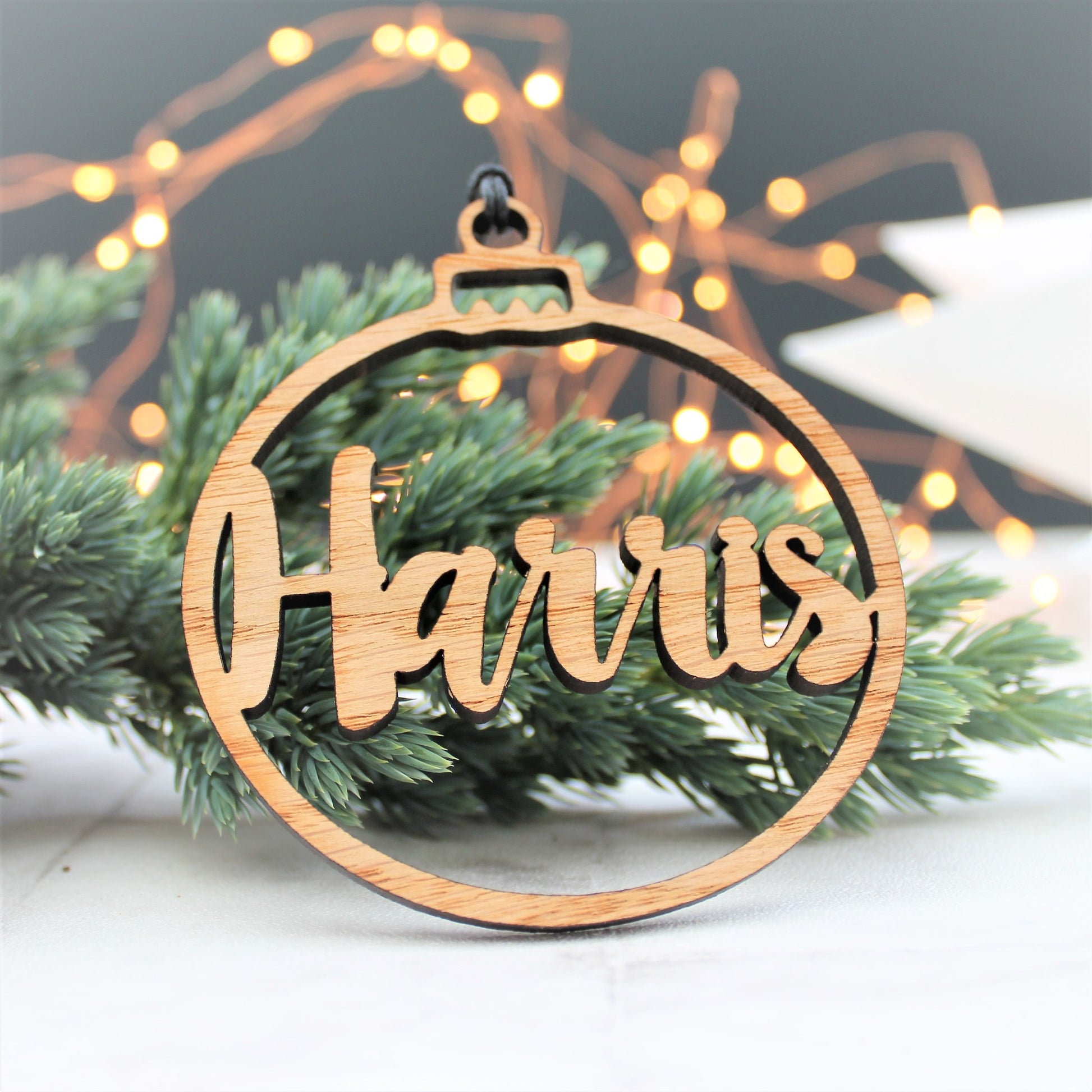 Wooden Christmas Tree Decoration personalised with your very own name or text