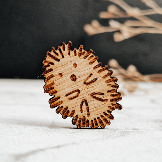 Hedgehog Wooden Pin Brooch