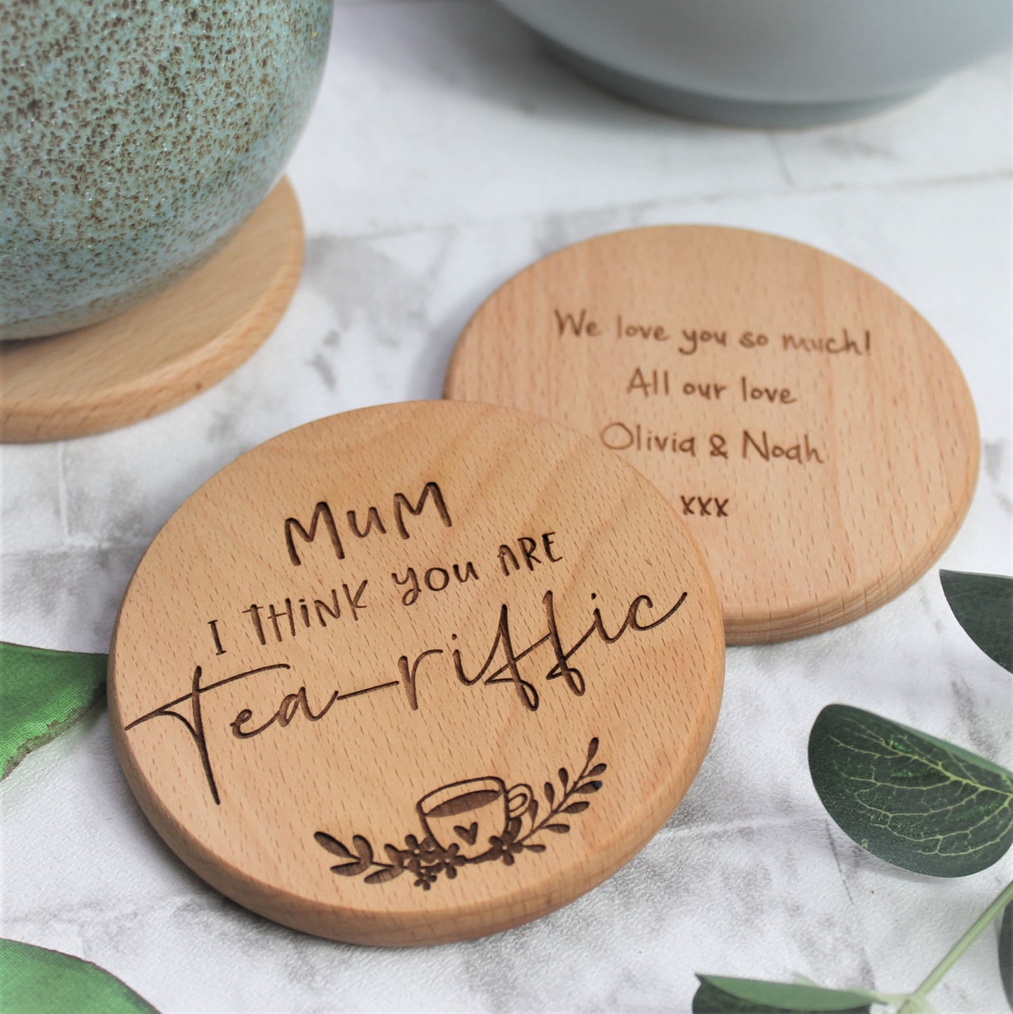 wooden engraved coaster for mum 